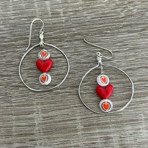 Silver Heart Hoop Earrings